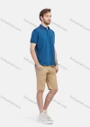 Wholesale Men's Short Sleeve Striped Trim Letters Embroidery Pocket Slim Fit Casual Polo Shirt - Liuhuamall