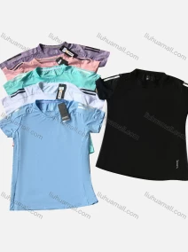 Wholesale Women's Sporty Round Neck Short Sleeve Striped Quick Dry Plain T-Shirt W001#, LIUHUA CLOTHING WHOLESALE