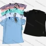 Wholesale Women's Sporty Round Neck Short Sleeve Striped Quick Dry Plain T-Shirt W001# preview