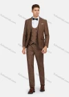 Wholesale Men's Formal Lapel Plaid Pockets Blazer & Double Breasted Vest & Pant 3 Pieces Suit Sets - Liuhuamall