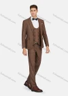 Wholesale Men's Formal Lapel Plaid Pockets Blazer & Double Breasted Vest & Pant 3 Pieces Suit Sets - Liuhuamall