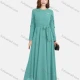 Wholesale Women's Chiffon Plain Decor Sleeve Bowknot Decor Maxi Dress With Belt 9# Clothing Wholesale Market Liuhua