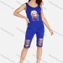 Wholesale Women's Fashion Ripped Backless Round Neck Sleeveless Digital Print Romper preview