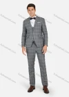 Wholesale Men's Formal Business Plaid Print Slim Fit Lapel Suit Jacket With Waistcoat 3 Piece Set - Liuhuamall