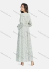 Wholesale Women's Casual Allover Print Round Neck Long Sleeve Ruffle Hem Maxi Dress With Belt - Liuhuamall