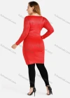 Wholesale Women's Round Neck Long Sleeve Knee Length Rib-Knit Dress - Liuhuamall