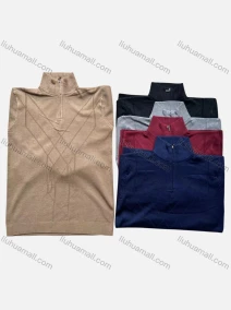 Wholesale Men's Casual Plain Geometric Print Stand Collar Zip Long Sleeve Knit Sweater, LIUHUA CLOTHING WHOLESALE