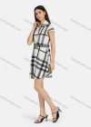 Wholesale Women's Lapel Cap Sleeve Striped Buttons Front Curved Hem Casual Short Dress With Belt - Liuhuamall