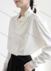 Wholesale Women's Casual Batwing Sleeve Asymmetrical Neck Ruched Side Flap Button Down Plain Blouse - Liuhuamall