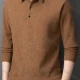 Wholesale Men's Casual Plain Button Front Long Sleeve Fleece Polo Shirt 2591# Brown Clothing Wholesale Market Liuhua