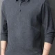 Wholesale Men's Casual Plain Button Front Long Sleeve Fleece Polo Shirt 2591# Gray Clothing Wholesale Market Liuhua