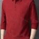 Wholesale Men's Casual Plain Button Front Long Sleeve Fleece Polo Shirt 2591# Red Clothing Wholesale Market Liuhua