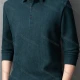Wholesale Men's Casual Plain Button Front Long Sleeve Fleece Polo Shirt 2591# Green Clothing Wholesale Market Liuhua