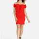 Women's Off Shoulder Puff Sleeve Ruched Dress Red Clothing Wholesale Market -LIUHUA