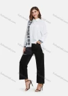 Wholesale Women's Casual Geometric Print Splicing Tunic Button Down Long Sleeve Shirt - Liuhuamall
