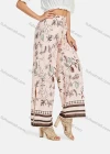 Wholesale Women's Tassel Drawstring Plant Print Side Slit Wide Leg Pants - Liuhuamall