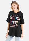 Wholesale Women's Casual Multi-Color Slogan Print Short Sleeve Round Neck Oversized Tee - Liuhuamall
