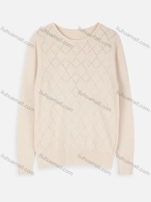 Wholesale Women's Casual Long Sleeve Rhinestones Rhombus Texture Plain Sweater, LIUHUA CLOTHING WHOLESALE