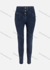 Wholesale Women's Casual Plain High Waist Button Front Patch Pocket Denim Pants - Liuhuamall