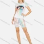 Wholesale Women's Ink Splash Print Mock Neck Tee Casual 2 Piece Set preview