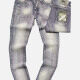 Men's Casual Distressed Ripped Pockets Long Denim Jeans 0012# Clothing Wholesale Market -LIUHUA