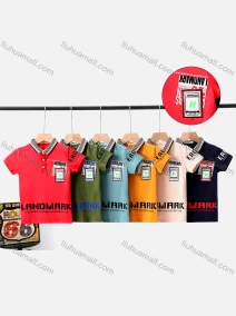 Wholesale Boy's Casual Letter Print Short Sleeve Modal Cotton Polo Shirt, LIUHUA CLOTHING WHOLESALE
