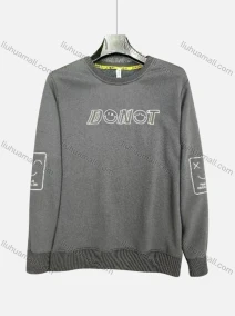 Wholesale Men's Casual Letter & Face Print Round Neck Long Sleeve Sweatshirt, LIUHUA CLOTHING WHOLESALE