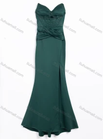 Wholesale Women's Evening Glamorous Rhinestone Corset Bustier Spaghetti Strap Mermaid Maxi Dress #25092, LIUHUA CLOTHING WHOLESALE