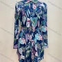 Wholesale Women's Long Sleeve Tropical Print Buttons Pockets Ruffle Detail Curved Hem Shirt Dress With Belt preview