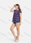 Wholesale Women's Casual Ruffle Sleeve Chested Cutout Curve Hem Floral Print Tops - Liuhuamall