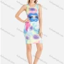 Wholesale Women's Casual Lip & Diamond Graphic Tie Dye Racerback Short Tank Dress preview