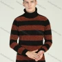 Wholesale Men's Two Tone Striped Turtleneck Long Sleeve Pullover Sweater preview