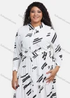 Wholesale Women's Abstract Print Button Down Flared Hem Maxi Casual Shirt Dress With Belt - Liuhuamall