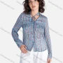 Wholesale Women's Casual Allover Print Tie Neck Long Sleeve Button Down Shirt preview
