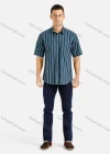 Wholesale Men's Casual Striped Button Front Short Sleeve Shirt With Pocket - Liuhuamall