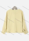 Wholesale Women's Causal V Neck Long Sleeve Plain Blouse With Tie - Liuhuamall