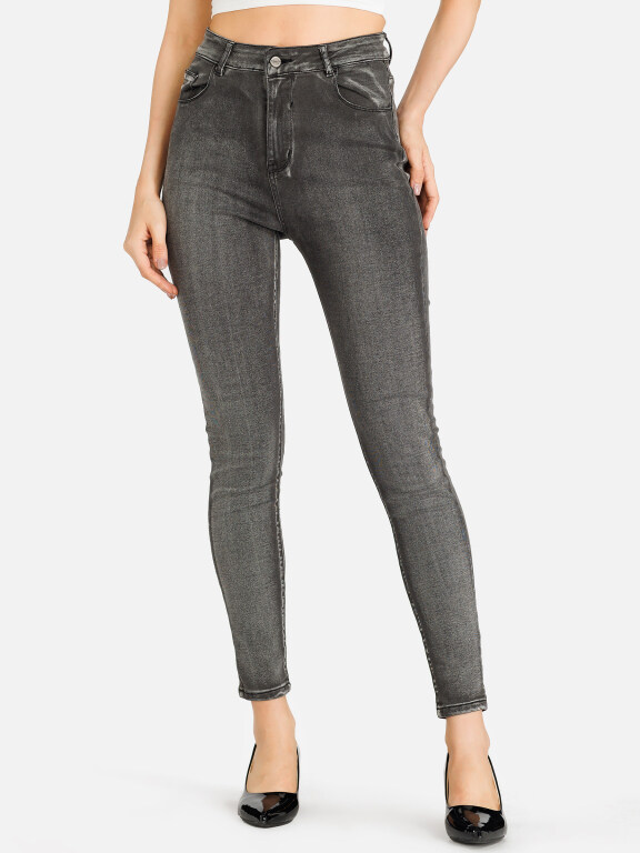 Women's Casual Plain Zipper Fly Pockets Slim Fit Denim Jeans, Clothing Wholesale Market -LIUHUA, Jeans%20%26%20Denim