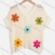 Wholesale Women's Vacation Beach Floral V Neck Hollow Out Cover Up Top 623# Apricot Clothing Wholesale Market Liuhua
