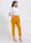 Wholesale Women's High Waist Zipper Fly Plain Slant Pocket Casual Slim Fit Cropped Pant With Belt - Liuhuamall