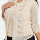 Women's Elegant Plus Size Long Sleeve Embroidery Top 2 Piece Sets Ivory Clothing Wholesale Market -LIUHUA