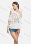 Wholesale Women's Floral Embroidery Spaghetti Straps Lace Up Cami Top - Liuhuamall