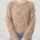 Wholesale Women's Casual Crew Neck Plain Ribbed Long Sleeve Ripped Sweater Top 328# Brown Clothing Wholesale Market Liuhua
