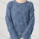 Wholesale Women's Casual Crew Neck Plain Ribbed Long Sleeve Ripped Sweater Top 328# Gray Blue Clothing Wholesale Market Liuhua