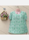 Wholesale Women's Casual Crew Neck Short Sleeve Allover Print Oversized Blouse - Liuhuamall