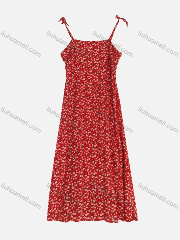 Wholesale Women's Boho Elastic Waist Floral Print Cami Dress