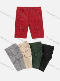 Wholesale Boys Casual Button Closure Flap Pockets Cargo Shorts 57409#, LIUHUA CLOTHING WHOLESALE
