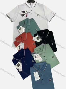 Wholesale Men's Casual 100% Cotton Plain Striped Trim Labelled Short Sleeve Polo Shirt 8235#, LIUHUA CLOTHING WHOLESALE