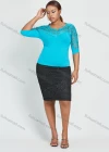 Wholesale Women's Elegant V Neck Plain Embroidery Half Sleeve Round Neck Blouse - Liuhuamall