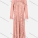 Wholesale Women's Round Neck Long Sleeve Layered Floral Embroidered Pearl Decor Maxi Dress Melon Clothing Wholesale Market Liuhua