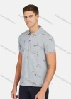 Wholesale Men's Casual Short Sleeve Feather Print Button Front Polo Shirts - Liuhuamall